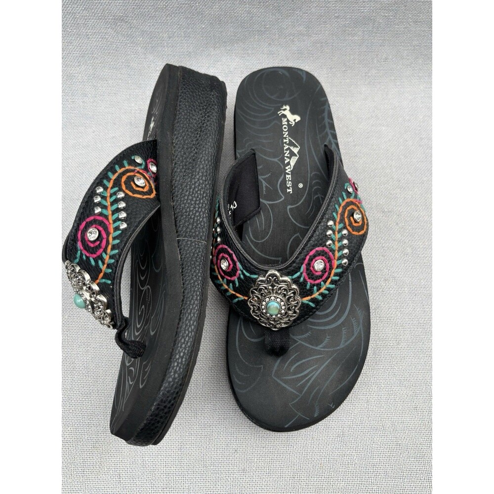 Montana West flip flops colorful Boho wedge sandals Size 10